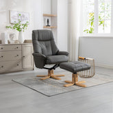 Muscat Faux Leather Swivel Recliner Chair and Footstool - Pendle Village Furniture